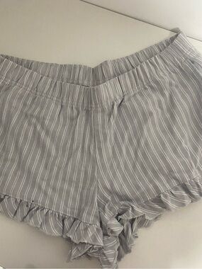 3/$30 Hollister Light Gray Ruffle Striped Sleep Shorts